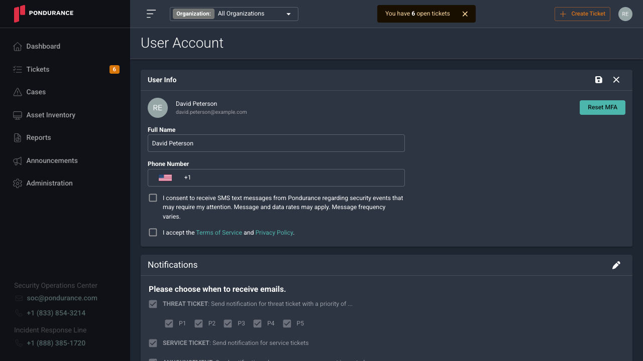 User Account Settings