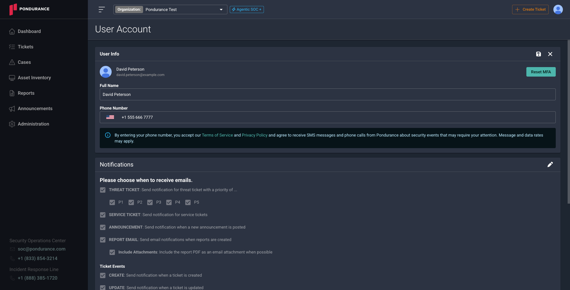 User Account Settings